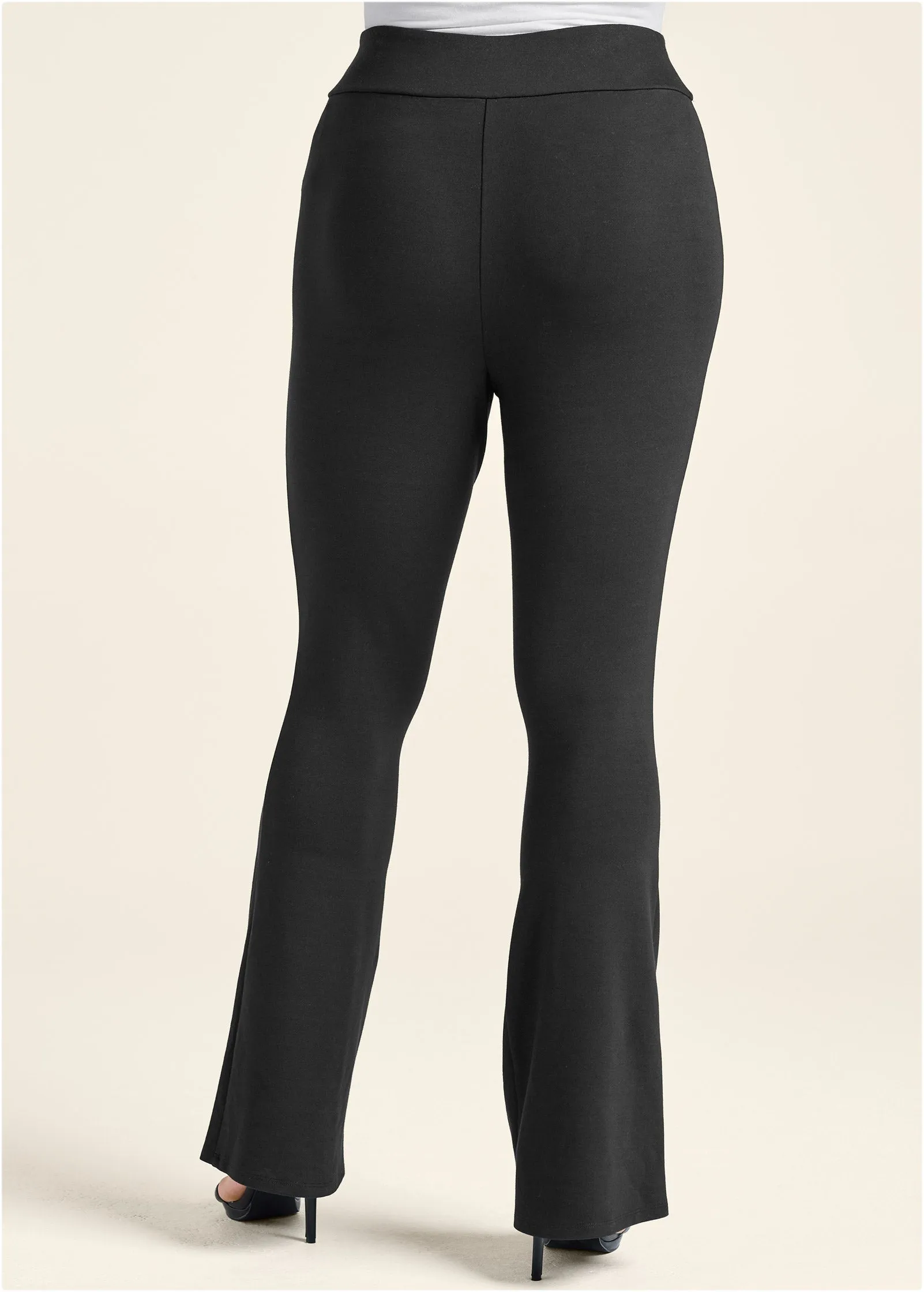 Flared Leg Ponte Pants - Black