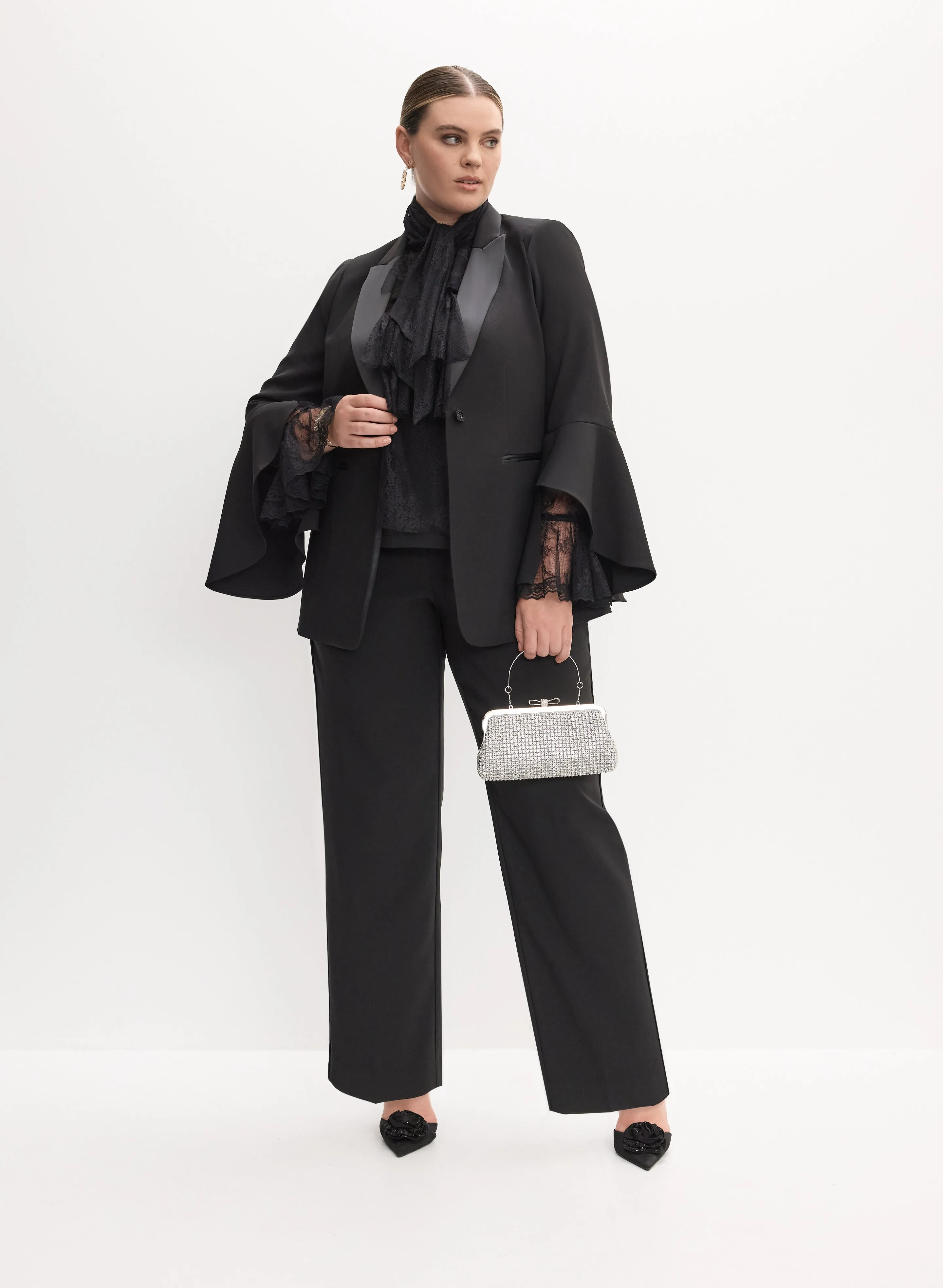 Flared Sleeve Jacket & Straight-Leg Pants