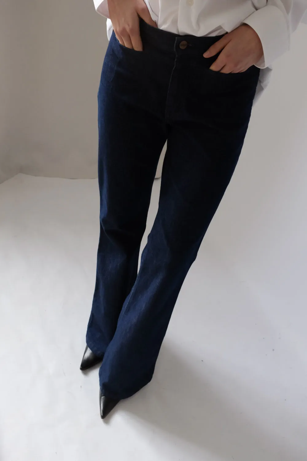 FLARED WRANGLER DENIM BLUE VINTAGE PANTS