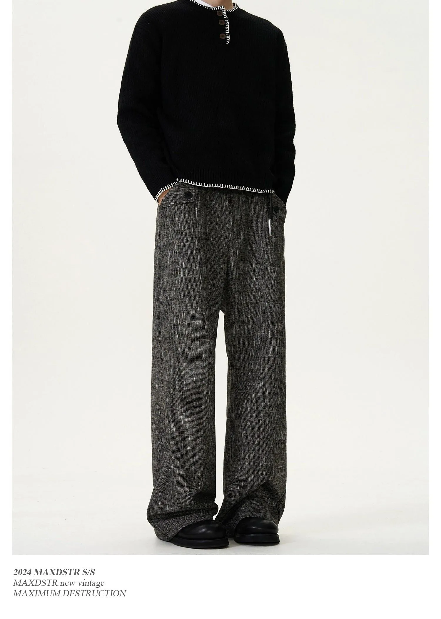 Flip Pocket Textured Flared Pants