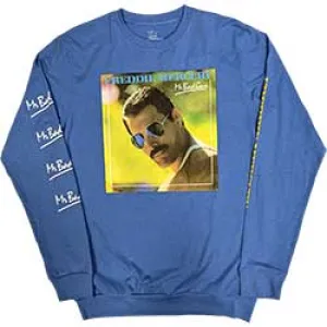 Freddie Mercury Unisex Long Sleeve T-Shirt: Mr Bad Guy (Sleeve Print)