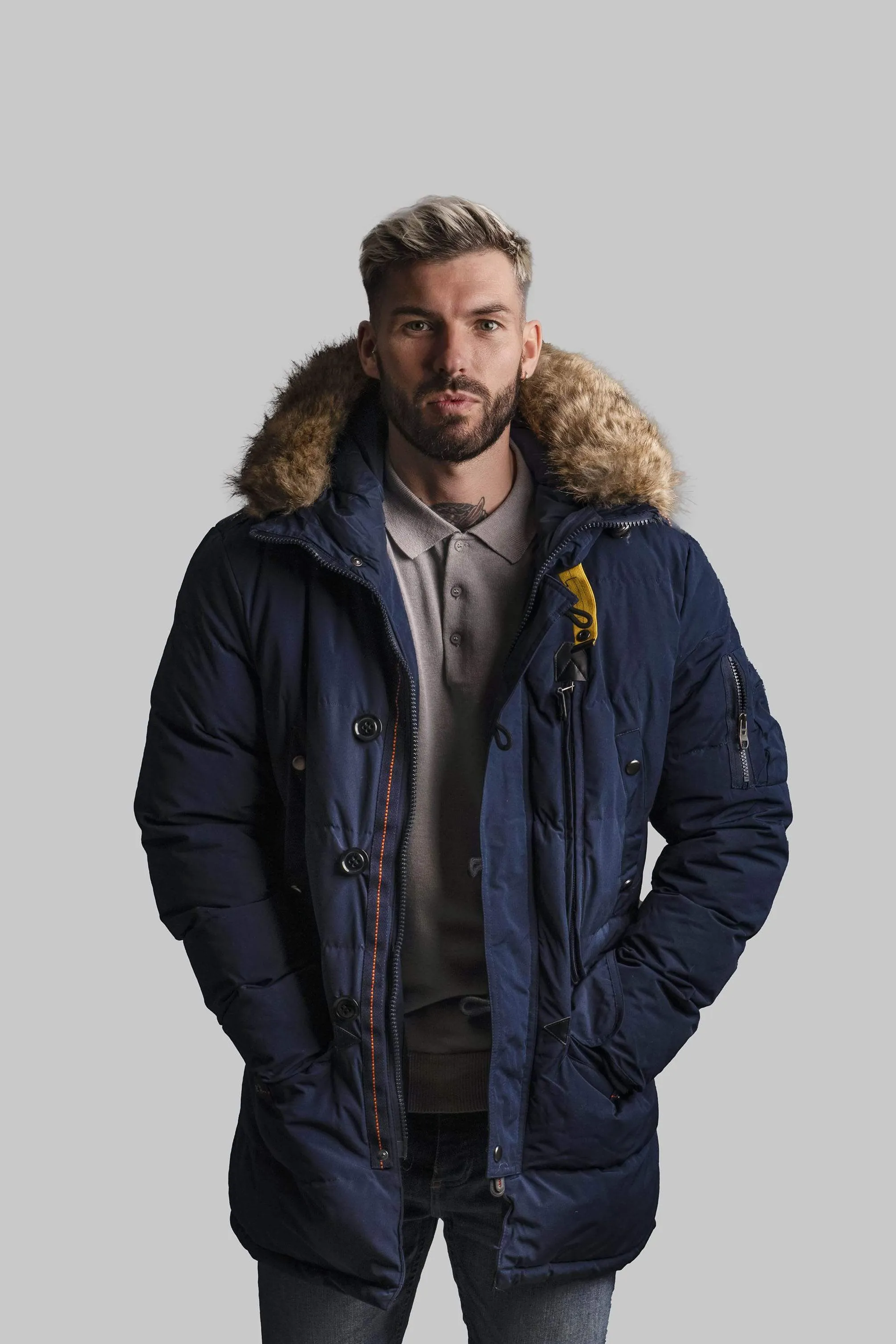 FULL ZIP PARKER COAT IN NAVY