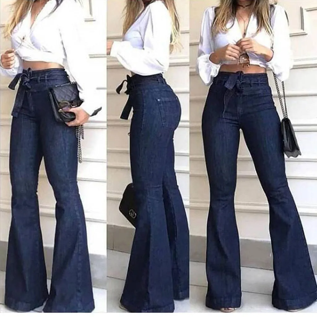 Funki Buys | Pants | Women's Flared Jeans | Thin Wide-Leg Flared Pants