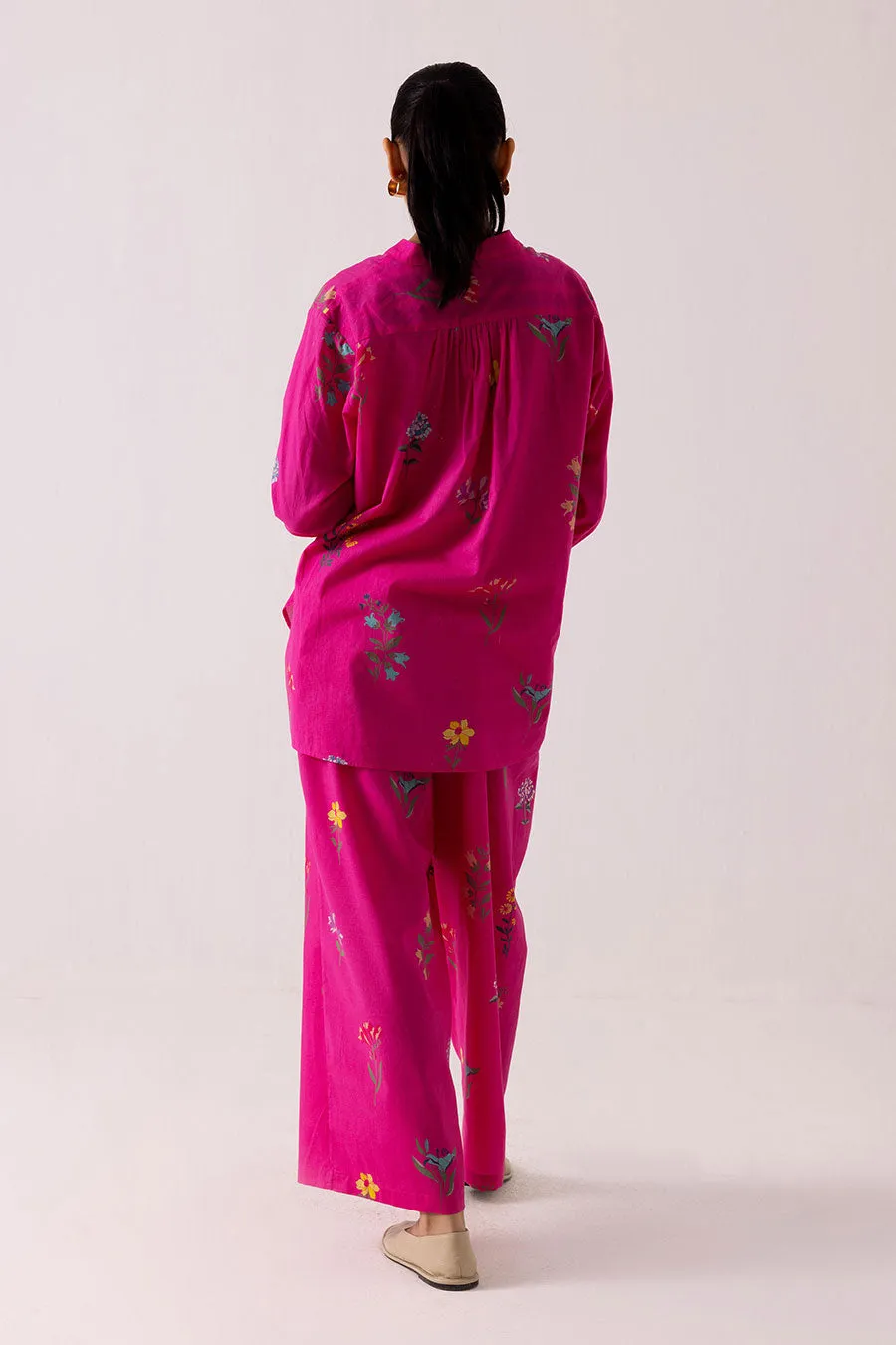 Fuschia Printed Shirt & Pant Co-Ord Set