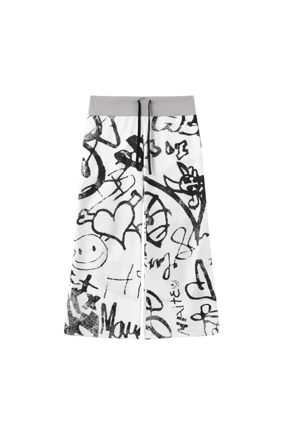 Graffiti Print Wide Leg Pants