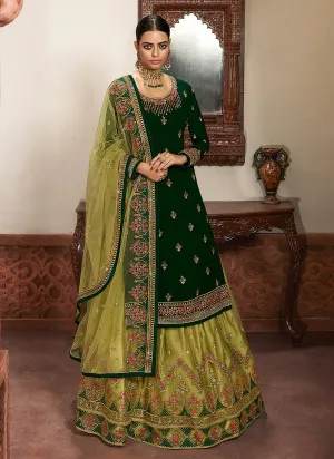 Green Multi Embroidered Lehenga/Pant Suit