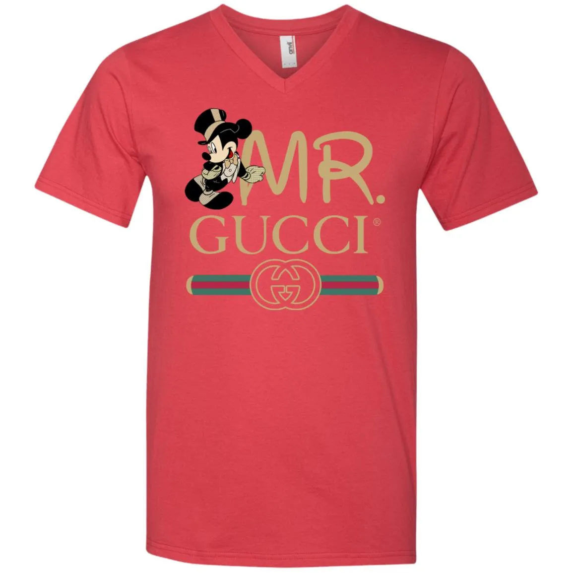 Gucci Couple Disney Mickey Valentine's Day T-shirt Men V-Neck T-Shirt