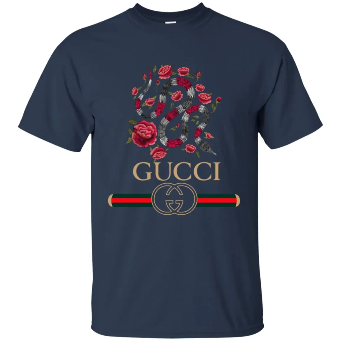 Gucci Logo Snake T-shirt Men Cotton T-Shirt