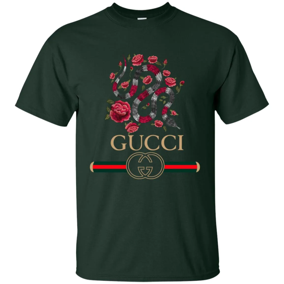 Gucci Logo Snake T-shirt Men Cotton T-Shirt