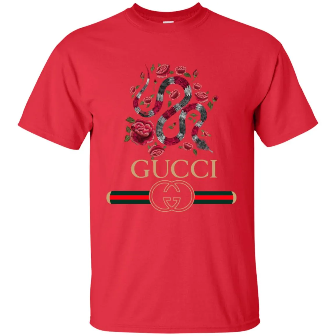 Gucci Logo Snake T-shirt Men Cotton T-Shirt