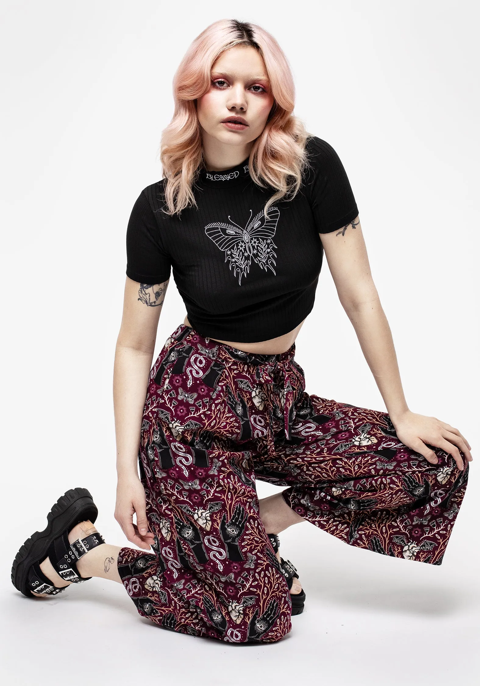 Hemlock Print Tie Waist Culottes