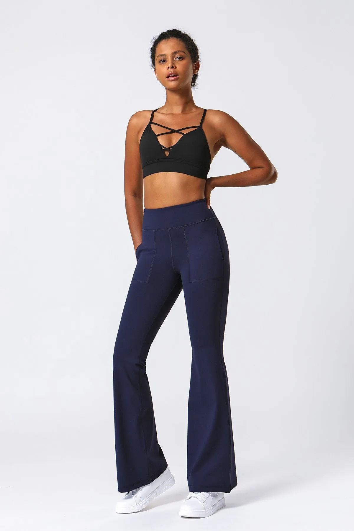 High Waist Flared Pants with Pockets