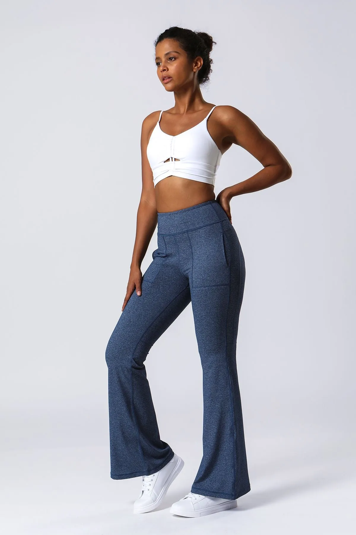 High Waist Flared Pants with Pockets