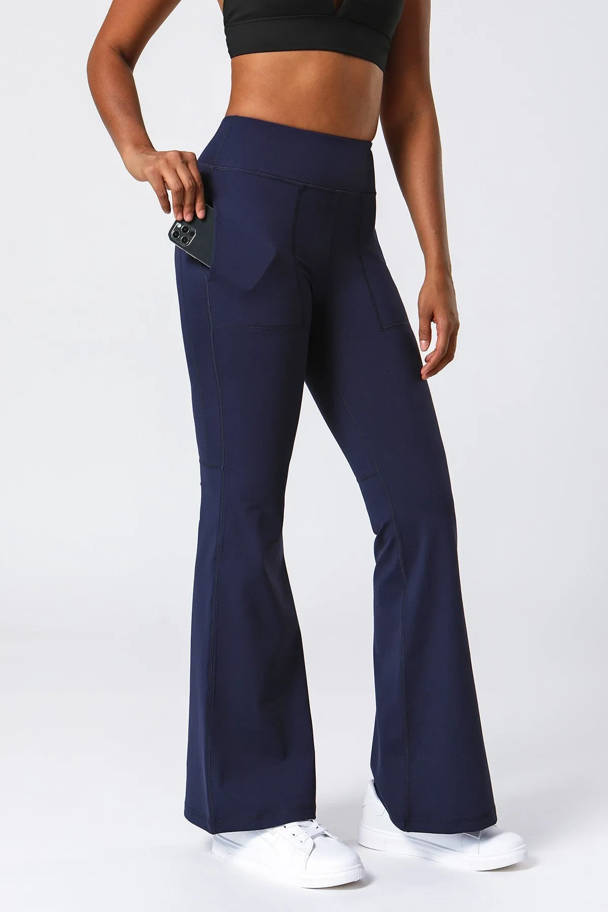 High Waist Flared Pants with Pockets