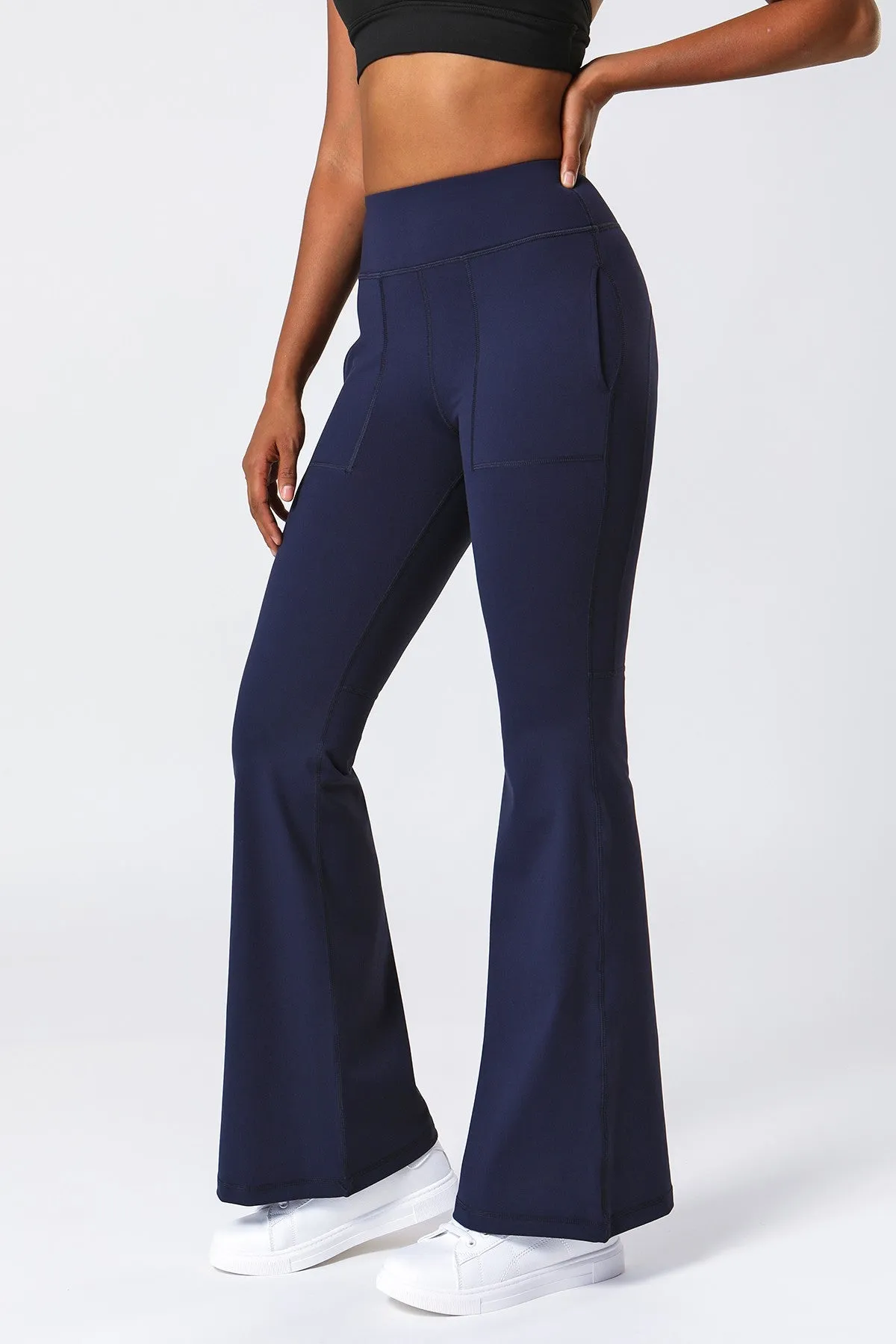 High Waist Flared Pants with Pockets