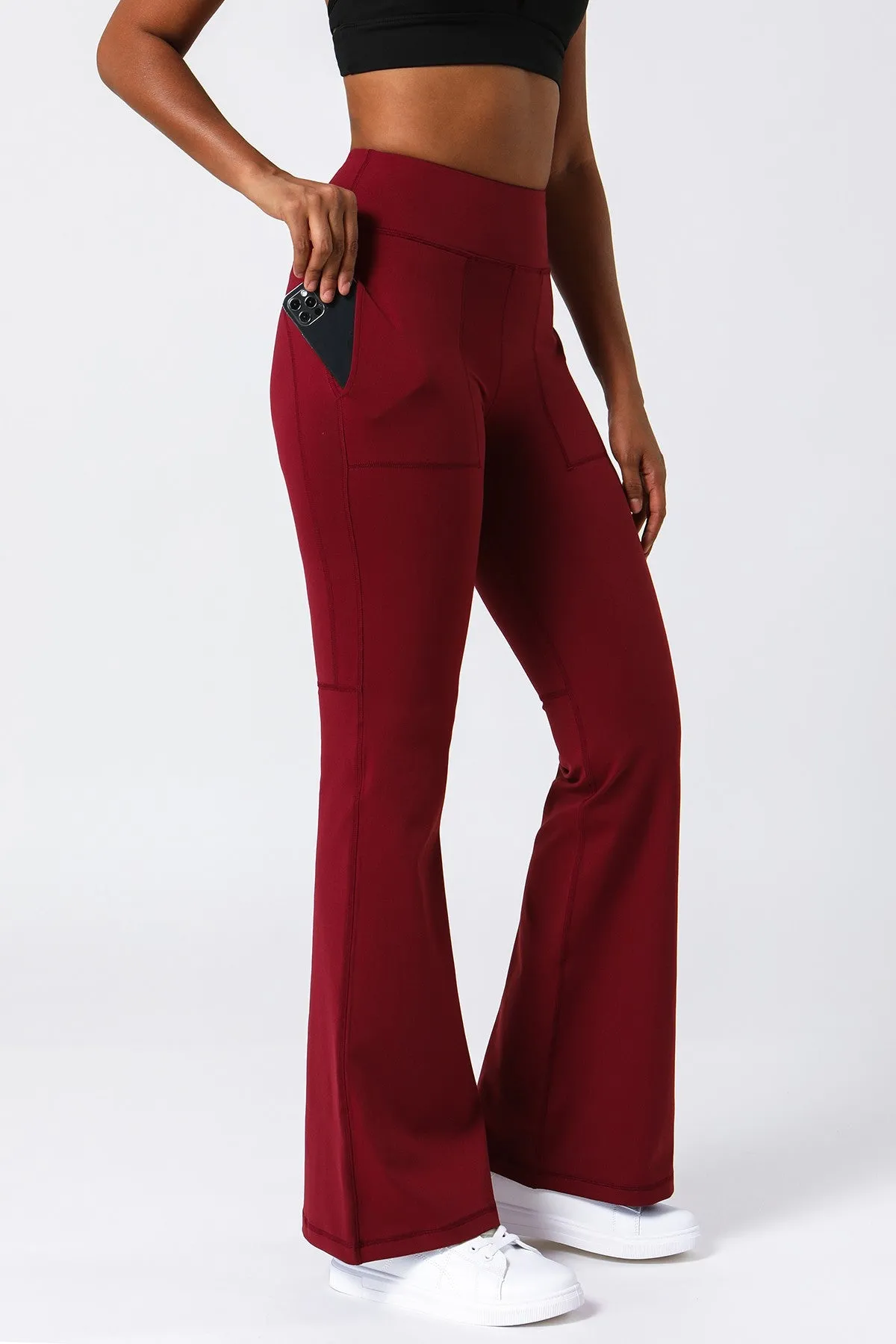 High Waist Flared Pants with Pockets