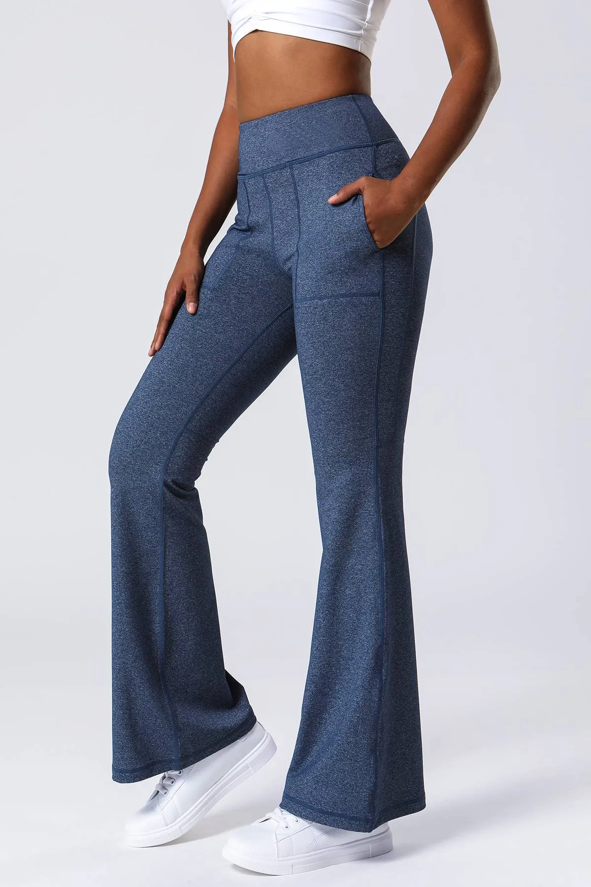 High Waist Flared Pants with Pockets