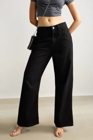 High Waisted Wide Black Jeans