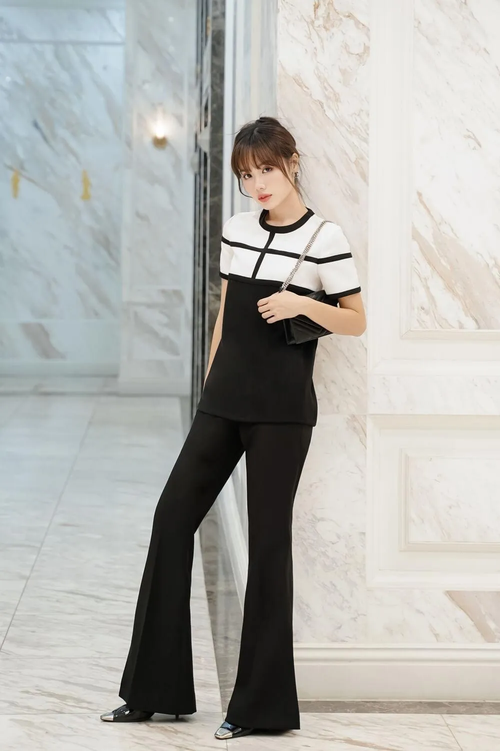 Ivy Slit Flared Spandex Homespun Ankle Length Pants