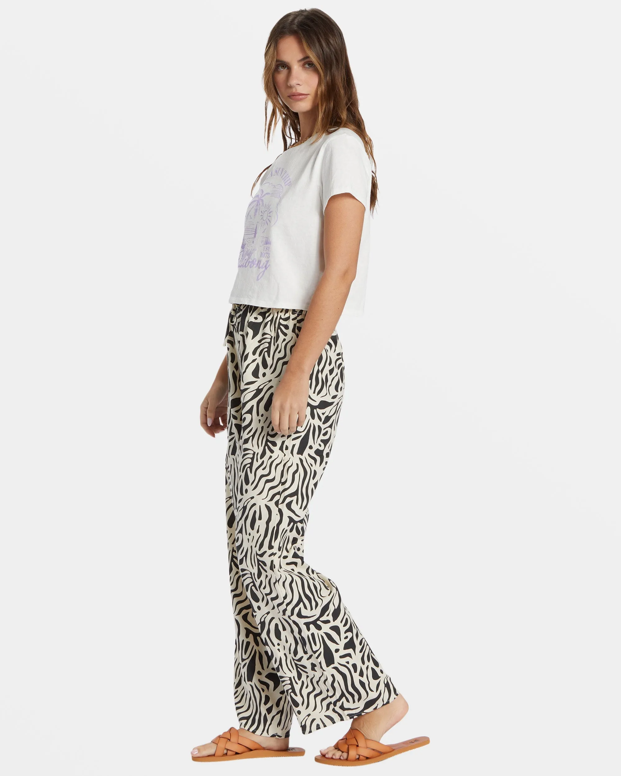 La Cala Printed Flared Pants - Black Sands