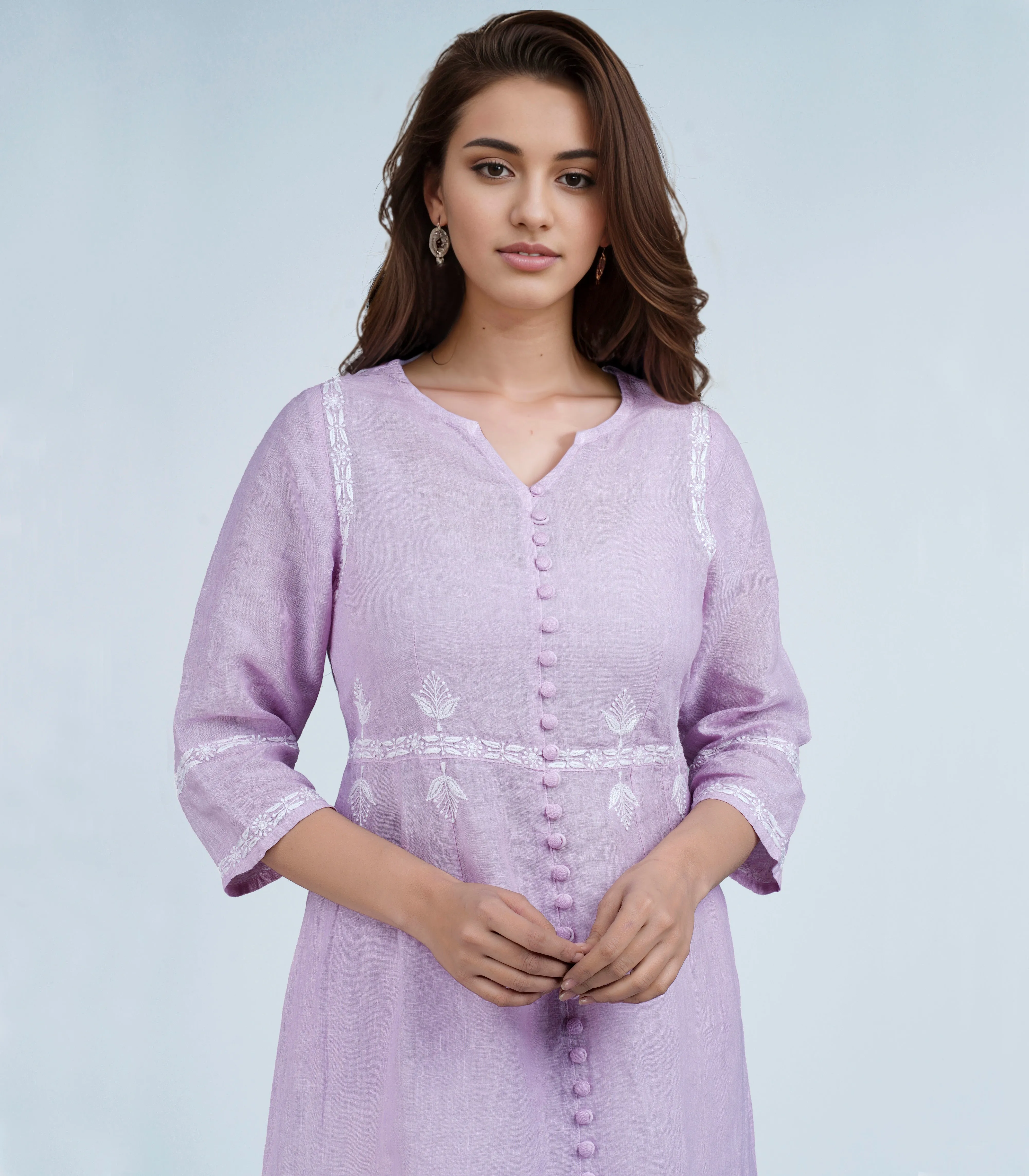 LALITA Linen-Cotton Hand Embroidered Tunic Kurti: Made to Order/Customizable