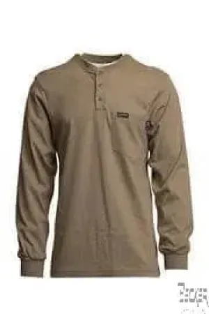 LAPCO - 7oz FR Henley Tees, 100% Cotton Jersey Knit, Khaki