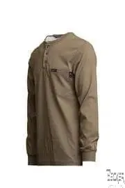 LAPCO - 7oz FR Henley Tees, 100% Cotton Jersey Knit, Khaki