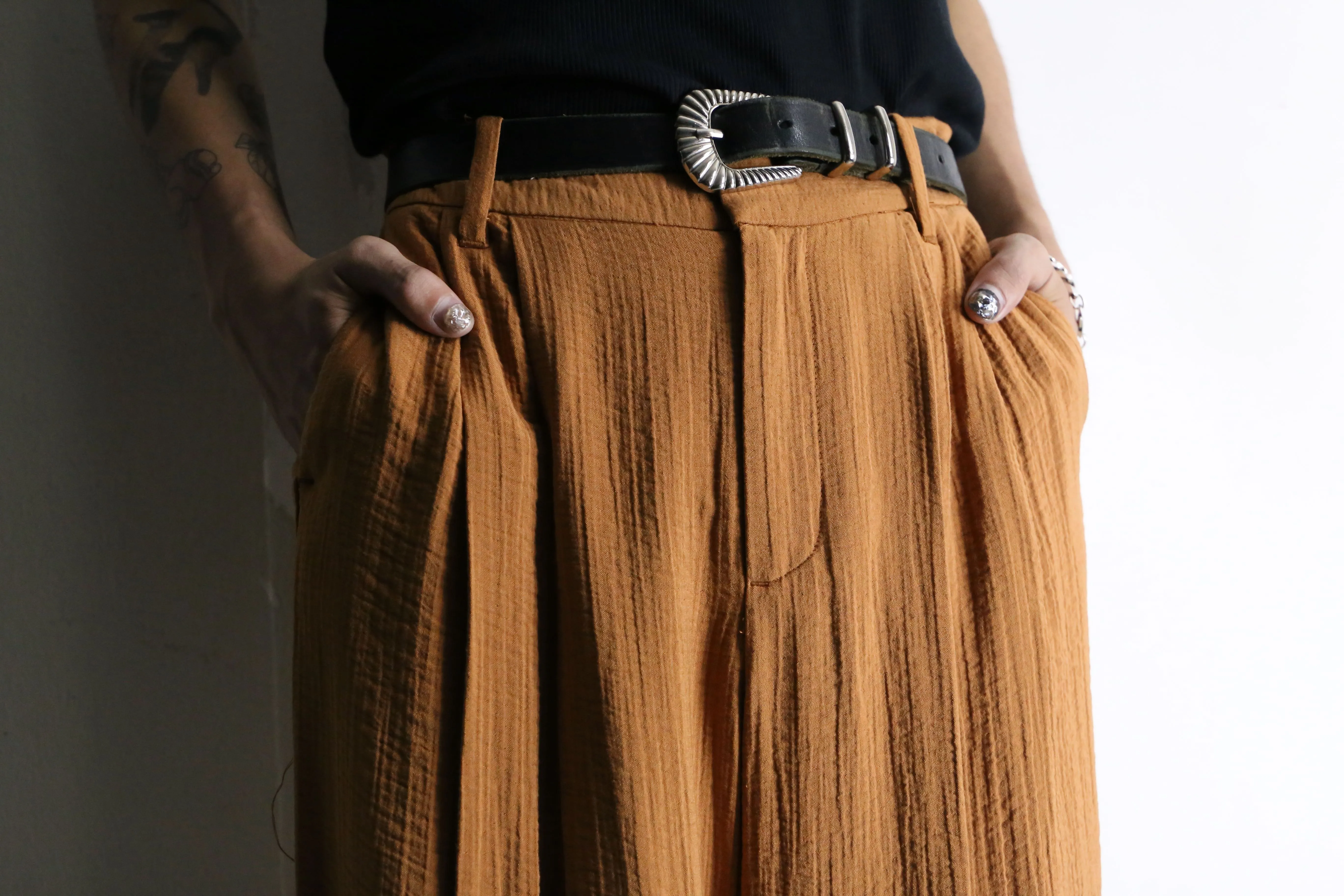 light brown rayon easy wide pants