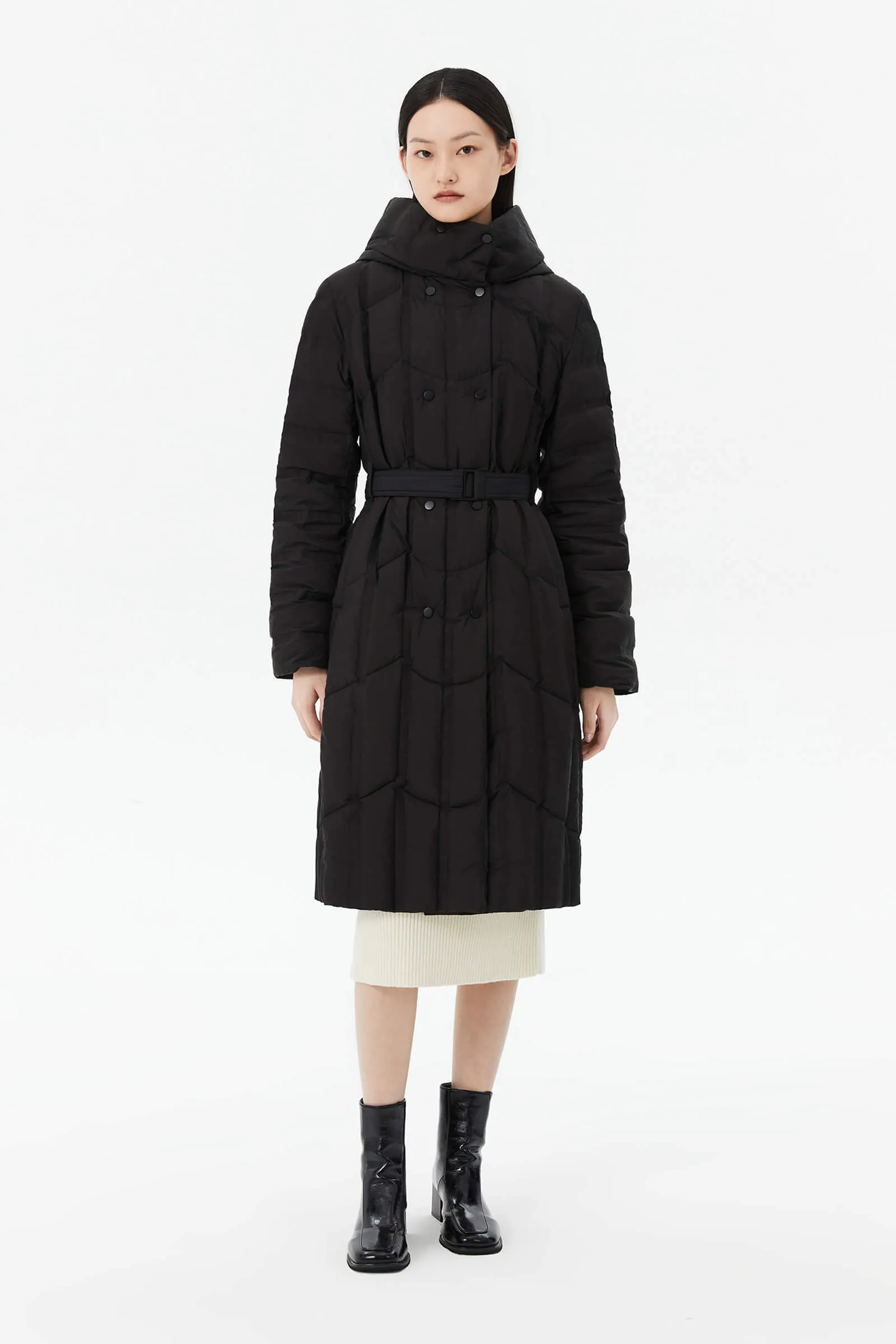 LILY Hooded Goose Down Long Down Coat