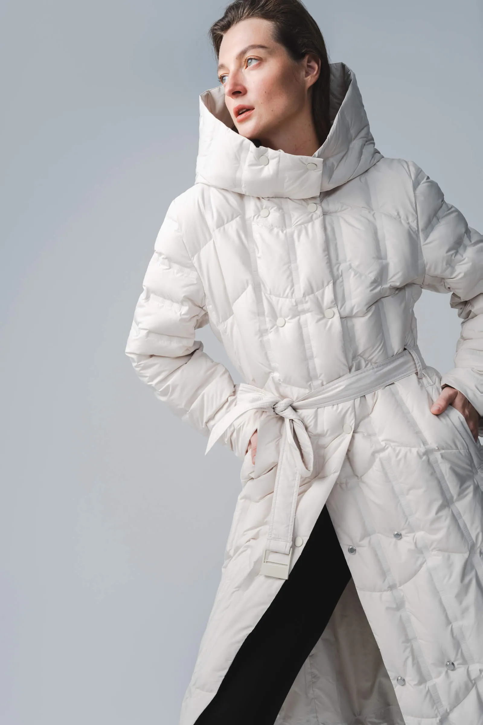 LILY Hooded Goose Down Long Down Coat