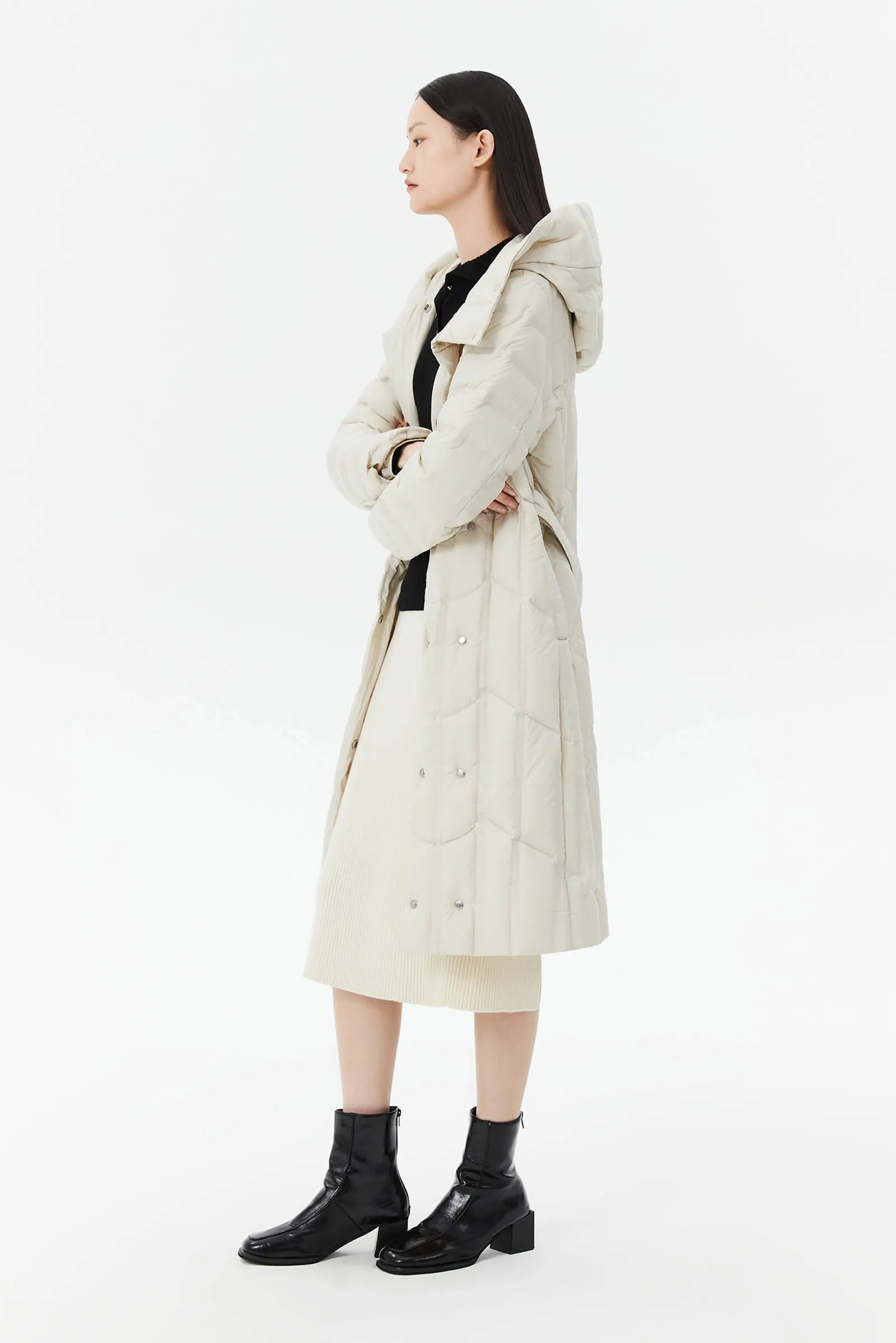 LILY Hooded Goose Down Long Down Coat