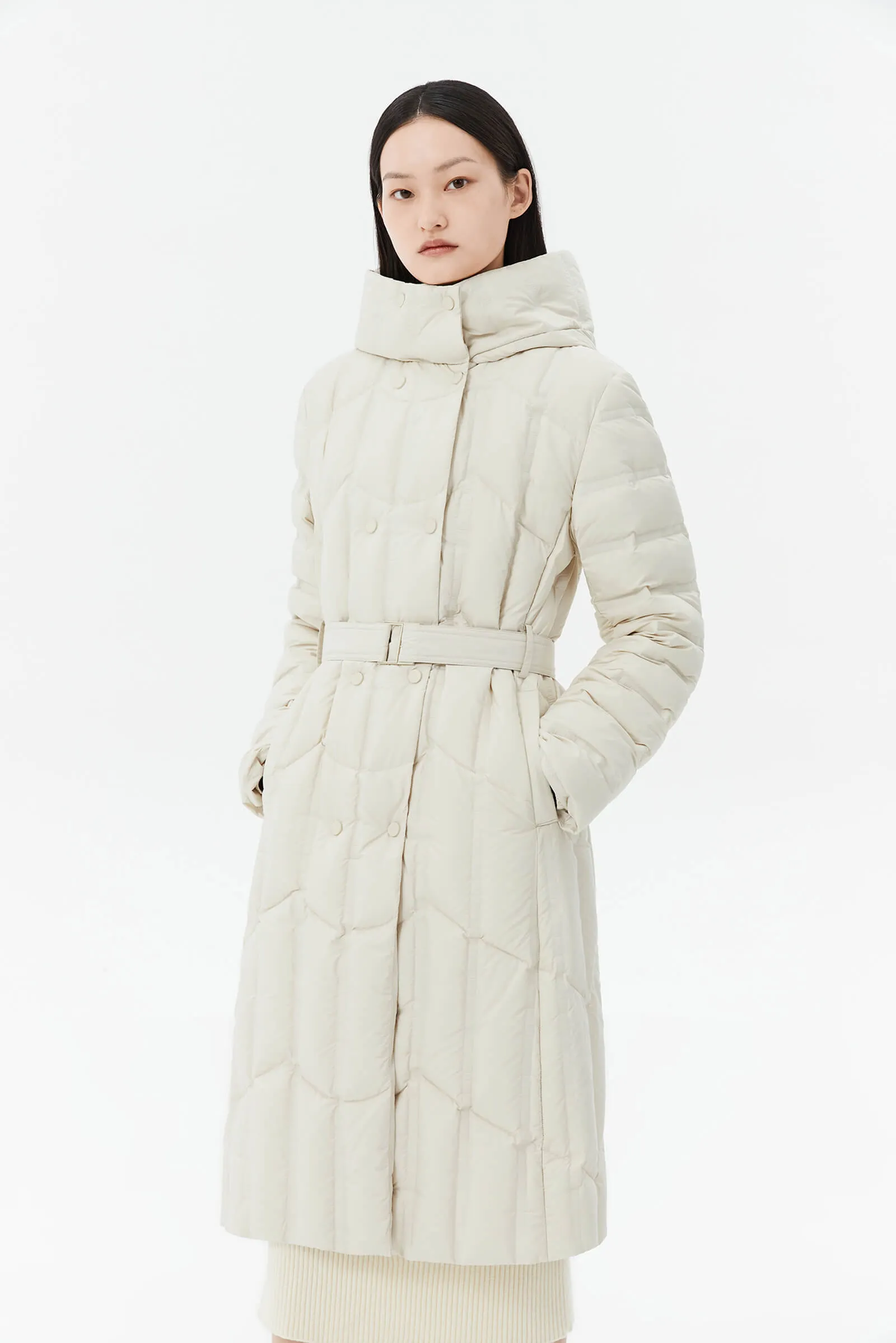 LILY Hooded Goose Down Long Down Coat