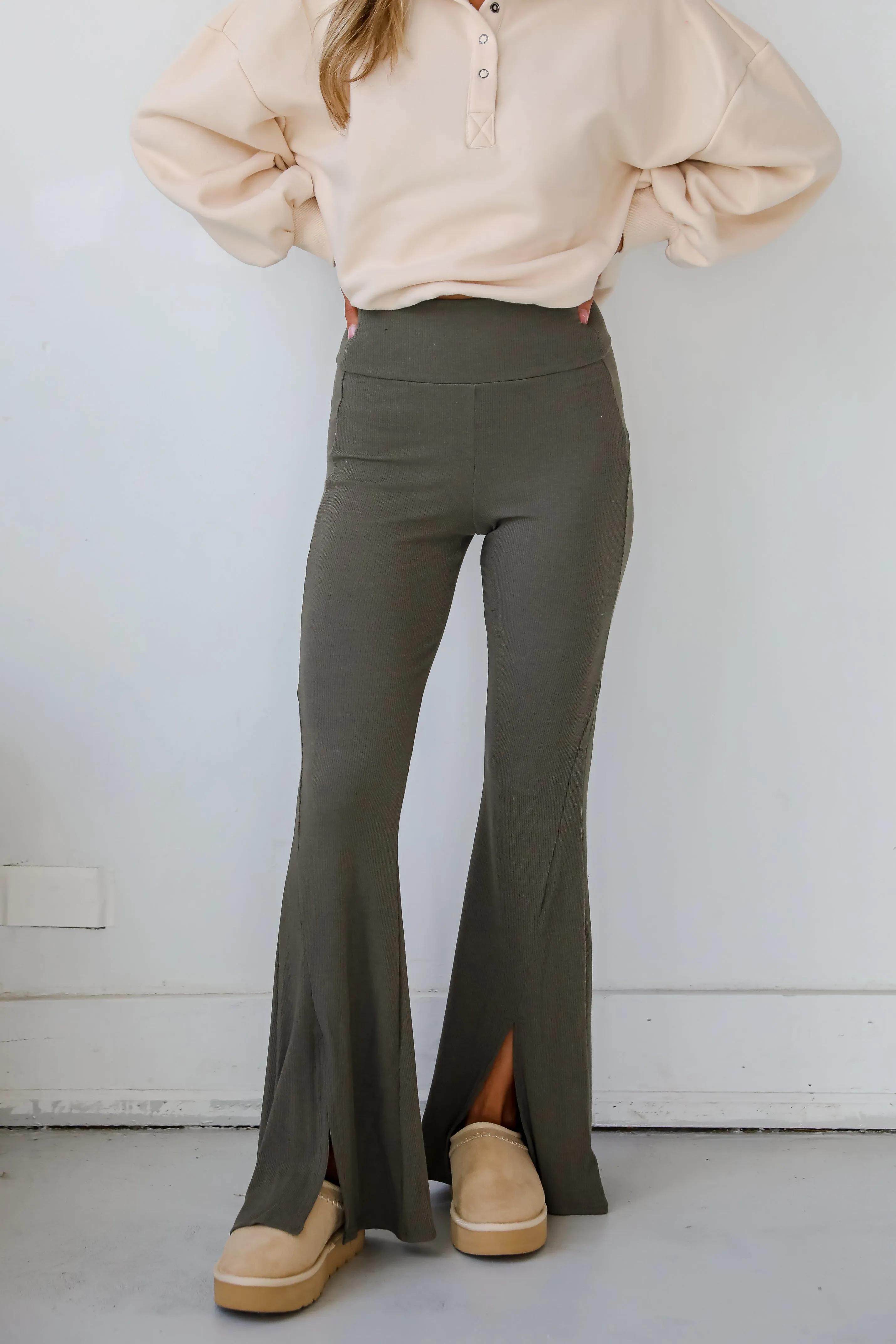 Lounge Look Ribbed Flare Pants - DOORBUSTER