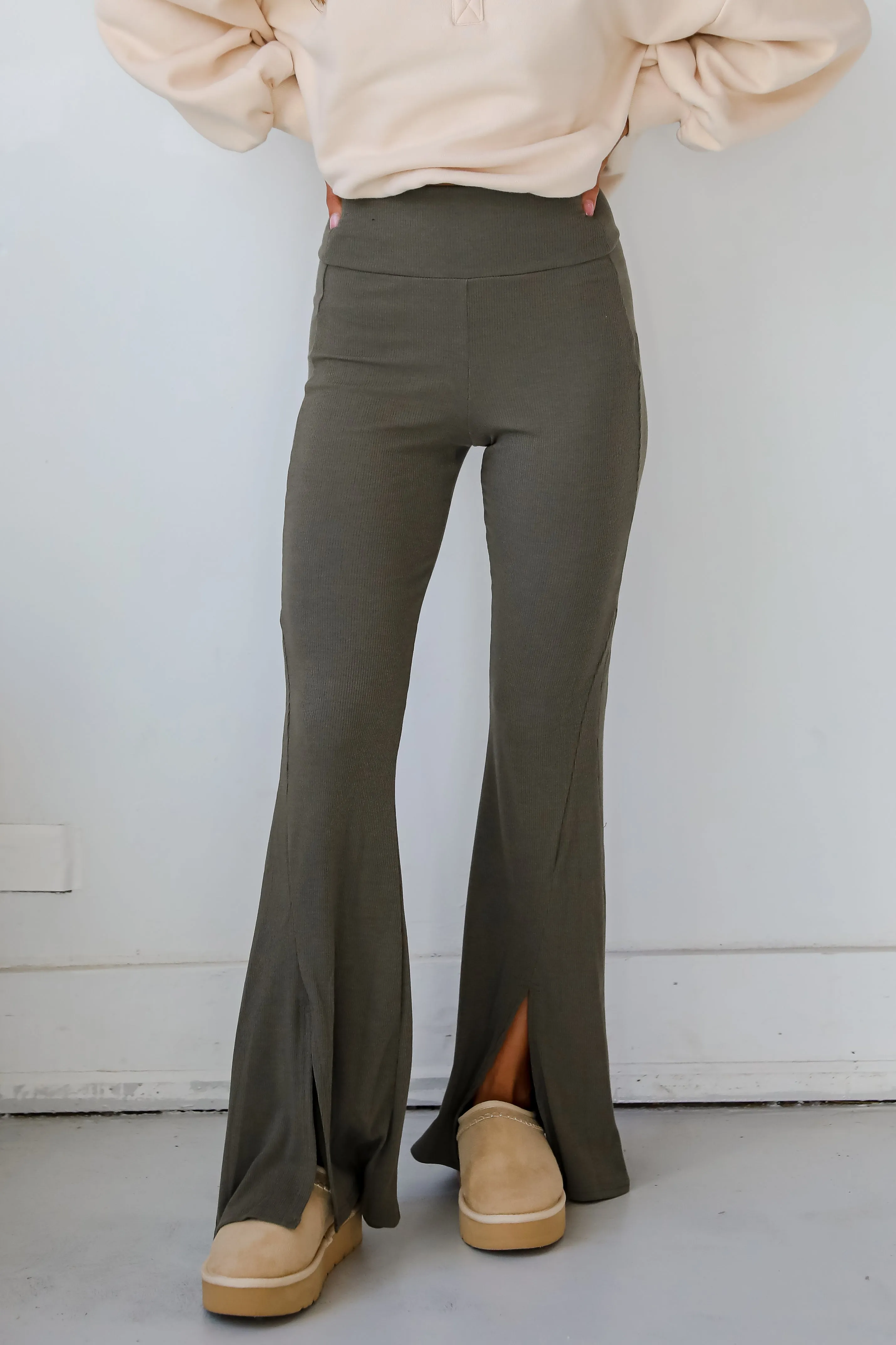 Lounge Look Ribbed Flare Pants - DOORBUSTER