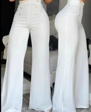 LVSANW Elegant High Waist Wide Leg Bootcut Pants 2024 Summer European & American Fashion Simple Women's Flared Trousers