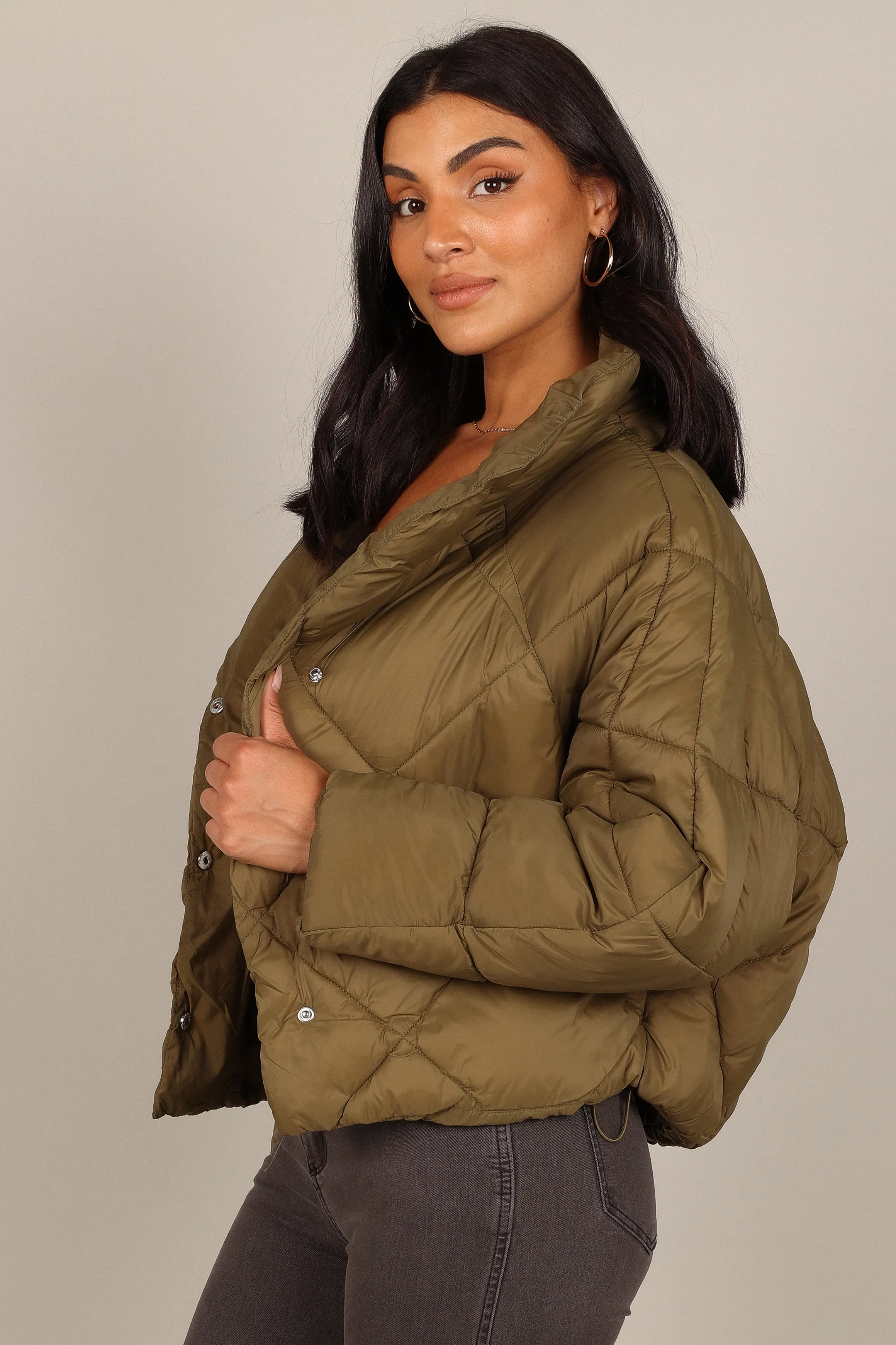 Malin Quilted Puffer Coat - Olive