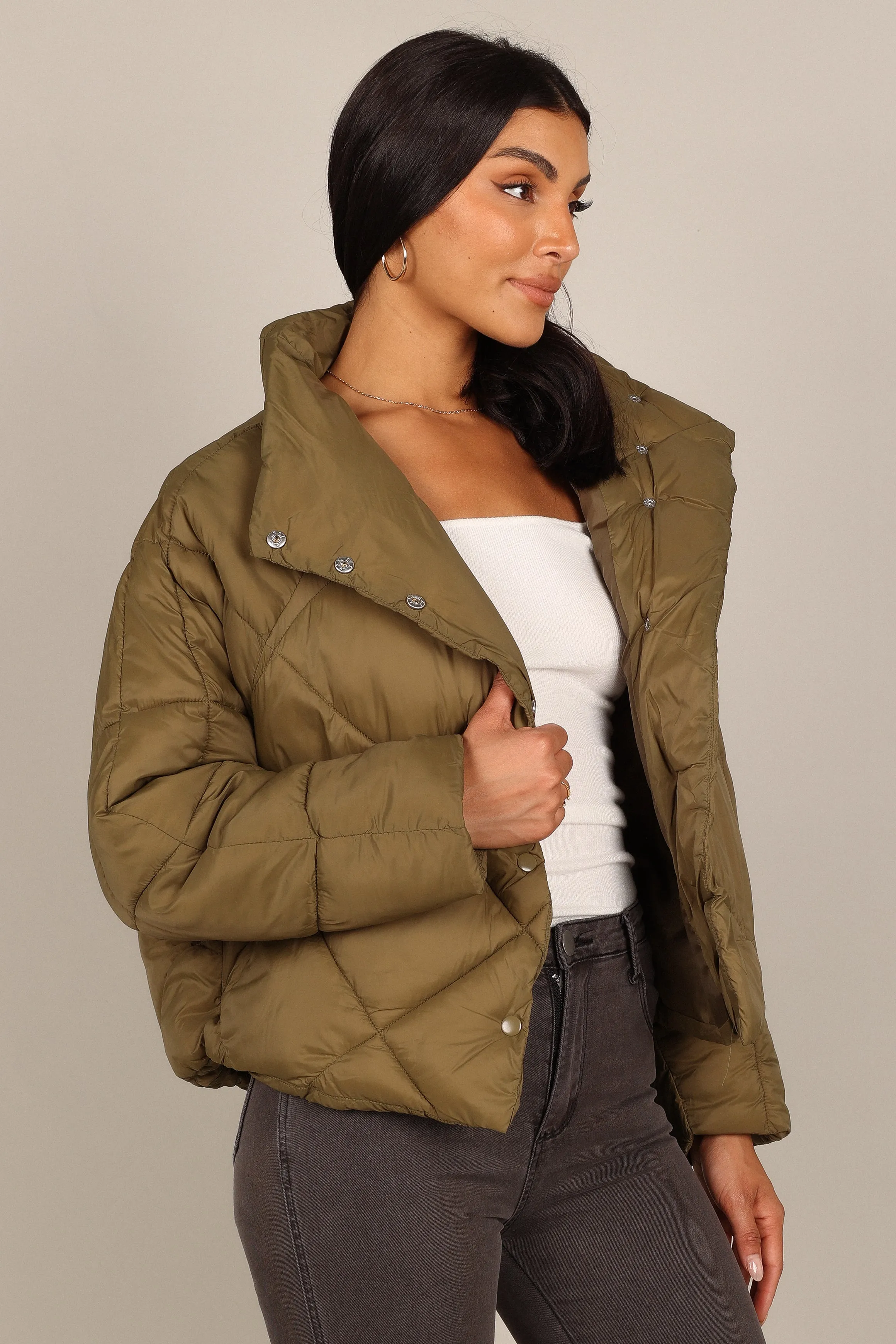 Malin Quilted Puffer Coat - Olive