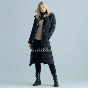 Marble 2 in 1 Long Length Hooded Quilted Coat – style 6399-101 (Black)