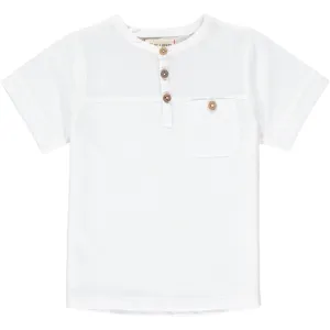 Me & Henry White Boardwalk Pique Henley S/S Shirt