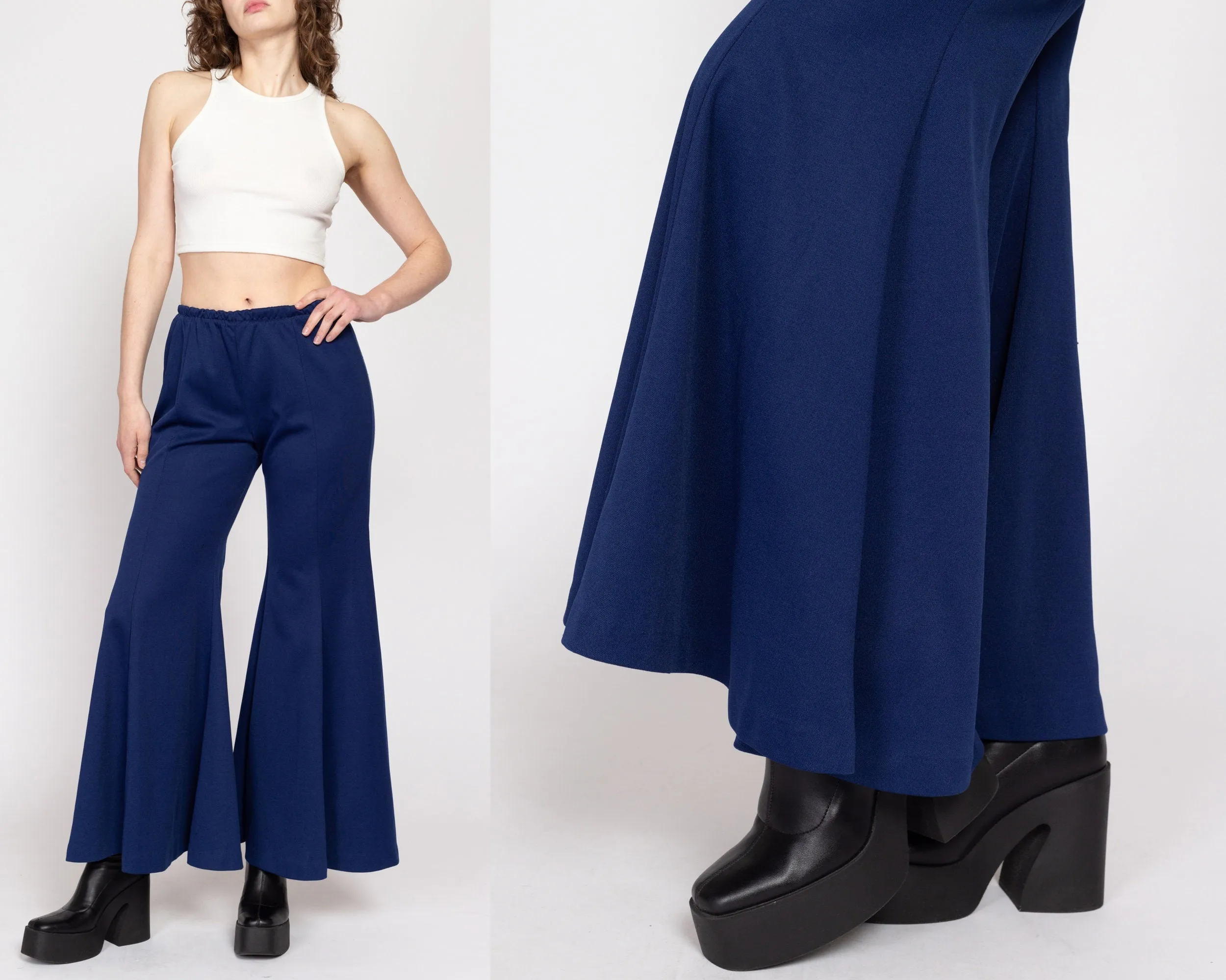 Medium 70s Navy Blue Bell Bottom Pants