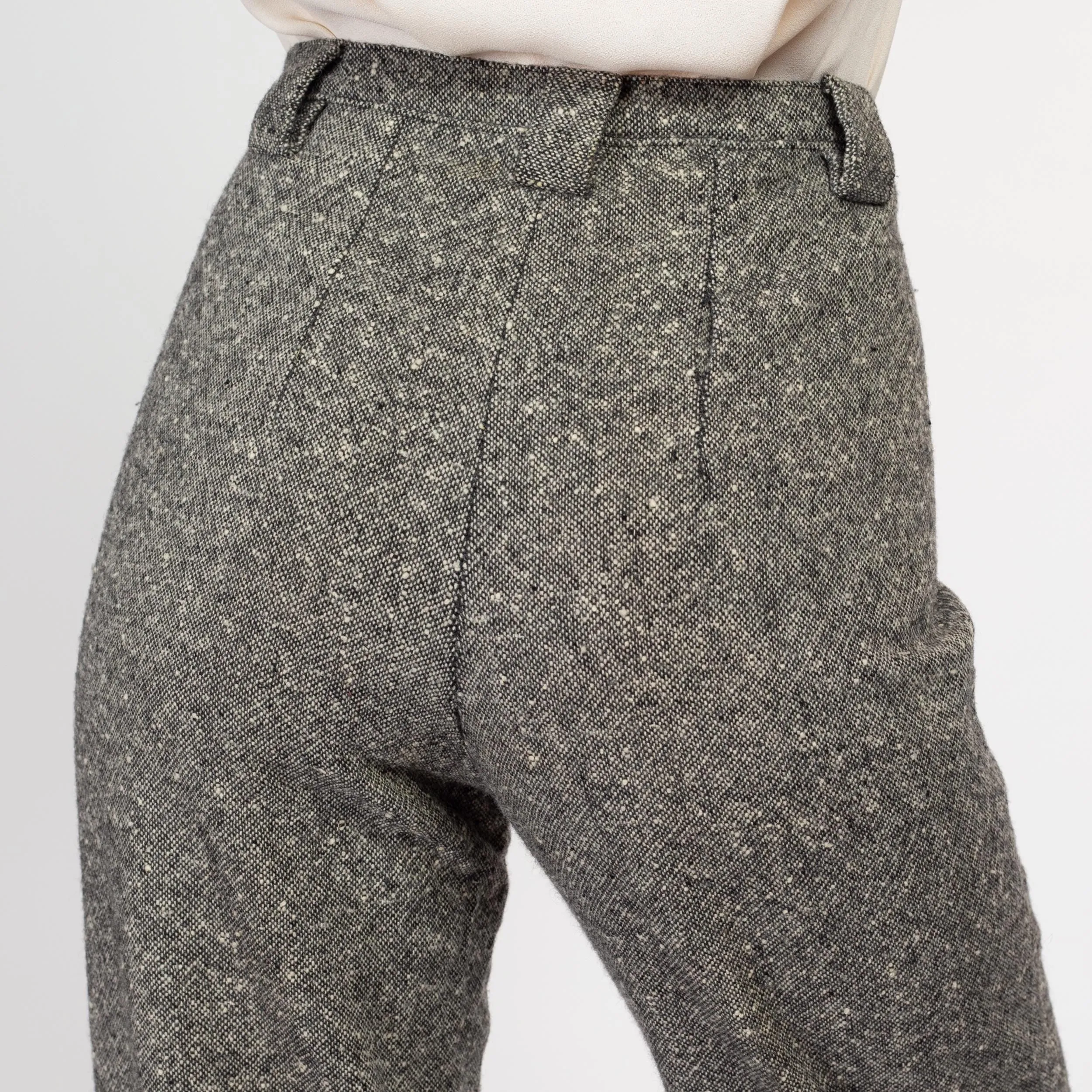 Medium 70s Salt & Pepper Wool Nep Pants 28"