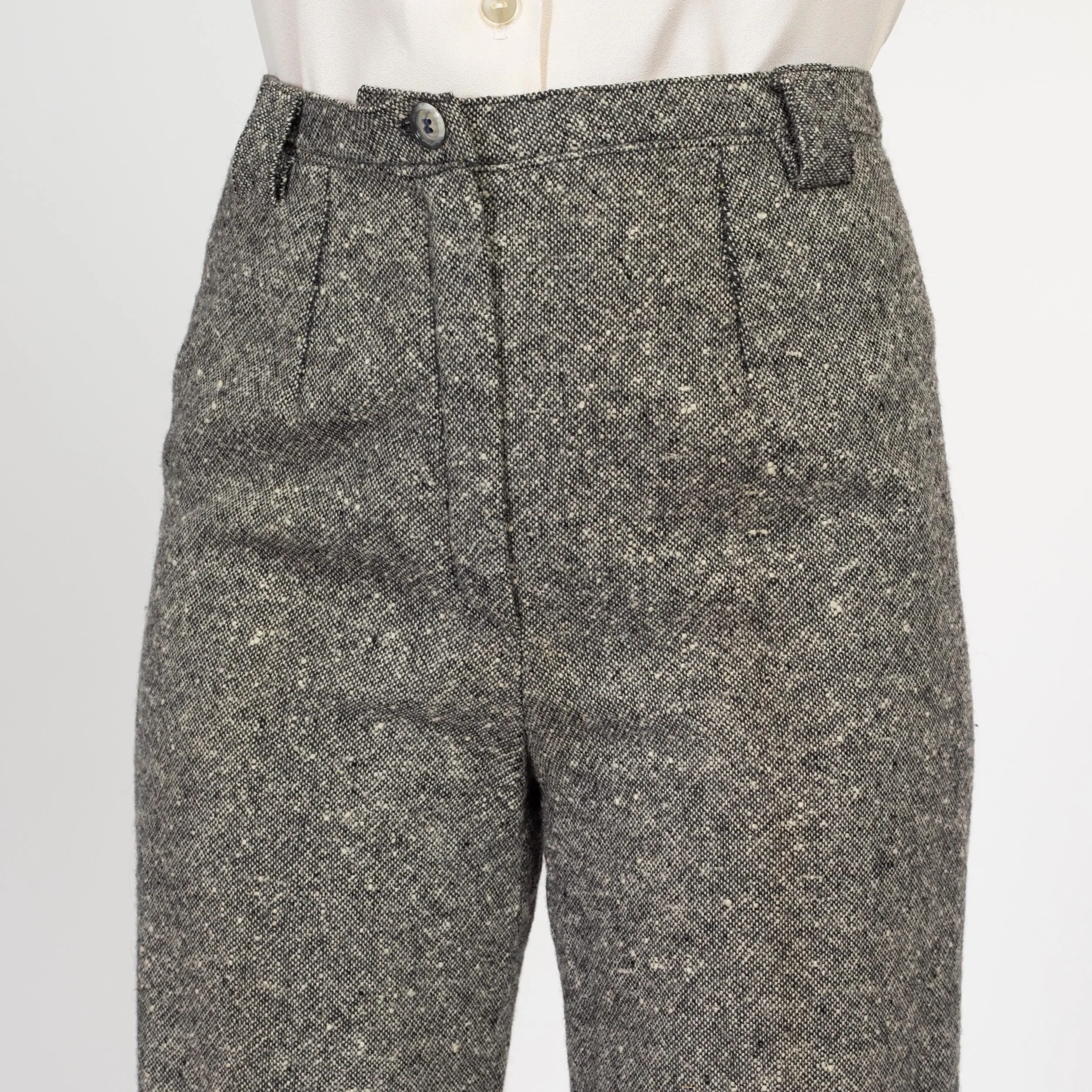 Medium 70s Salt & Pepper Wool Nep Pants 28"