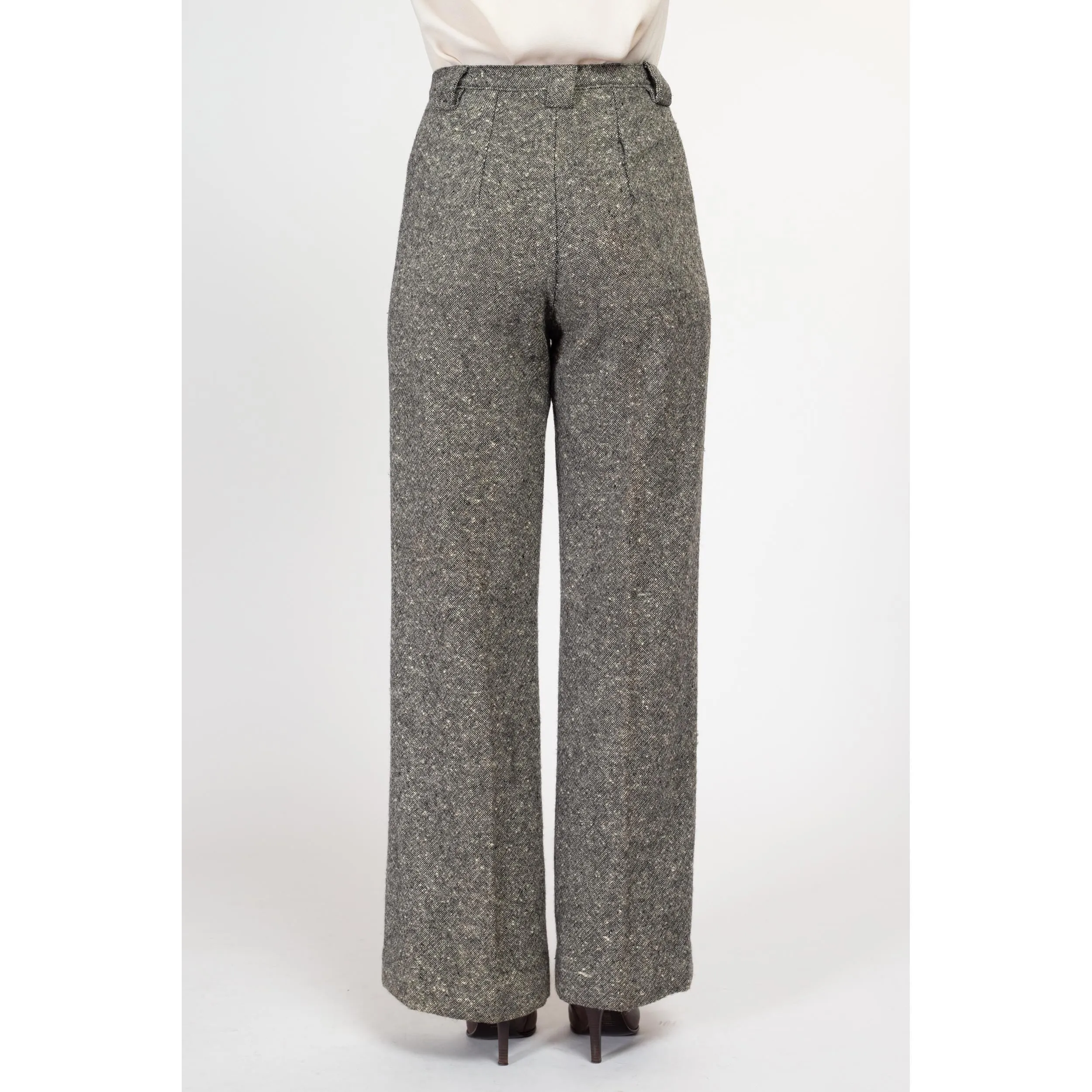 Medium 70s Salt & Pepper Wool Nep Pants 28"