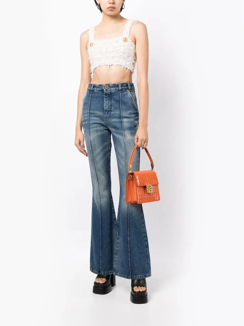 Medium Blue Denim Flare Pants