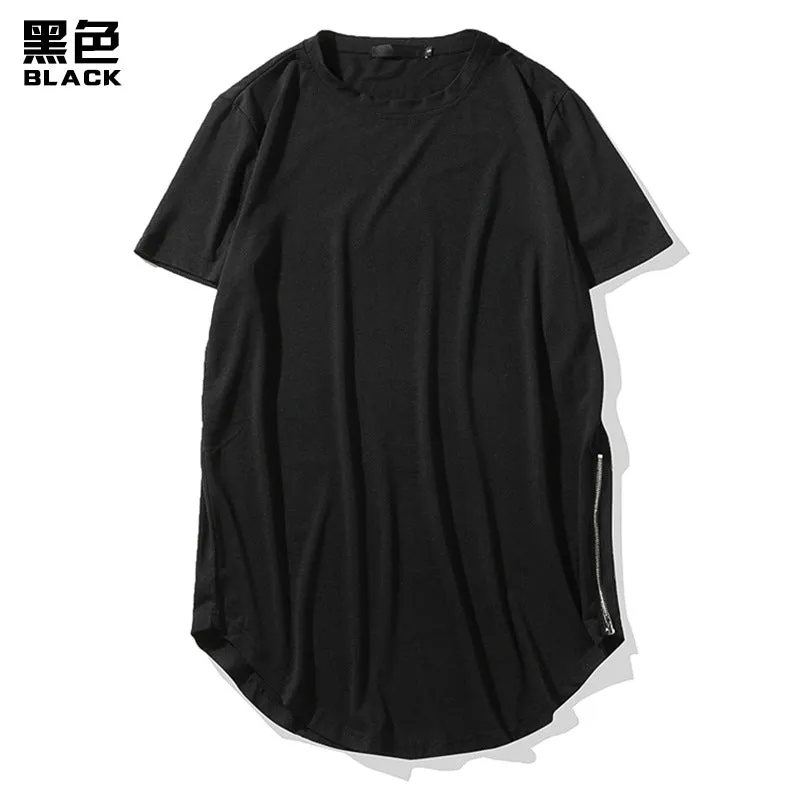 Men Crewneck Double Zippers Short Sleeves T-Shirt