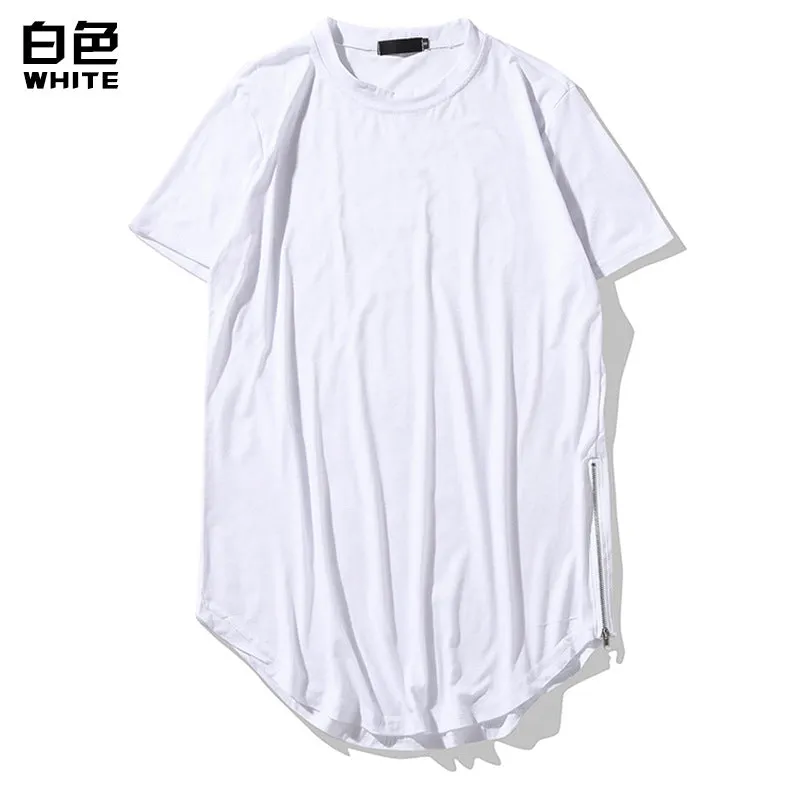 Men Crewneck Double Zippers Short Sleeves T-Shirt