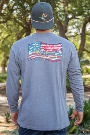 Men's American Flag Fishing Long Sleeve Tee