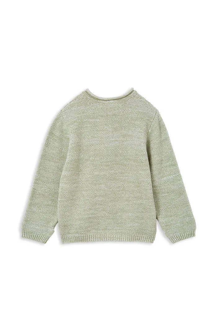 MILKY OLIVE KNIT HENLEY