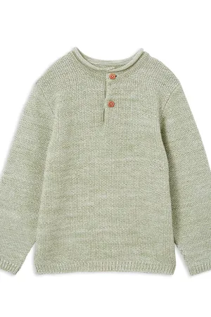 MILKY OLIVE KNIT HENLEY