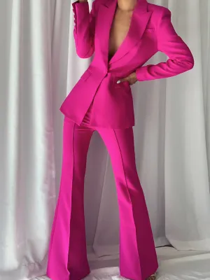 NAOMA Blazer & Flared Pants Set in Fuchsia